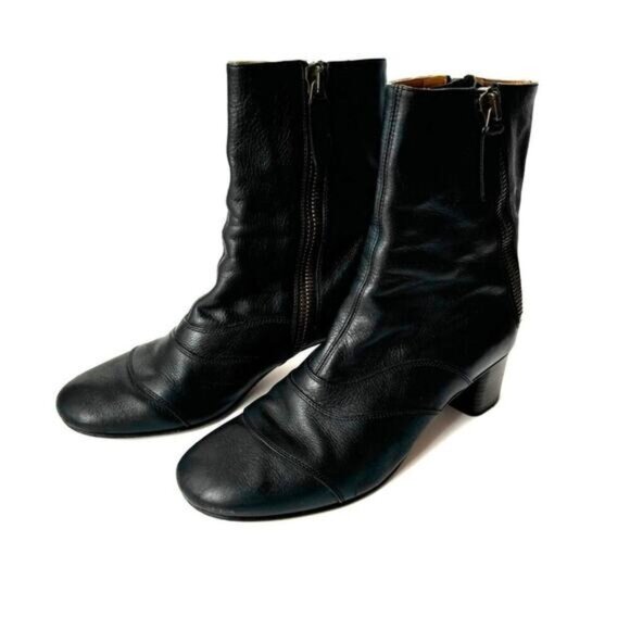 Chloé Black Leather Ankle Boots Size 9.5 With Side Zipper & Block Heel - COA - Picture 12 of 12